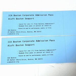 Boston Institute of Contemporary Art Gallery Admission Tickets (2)